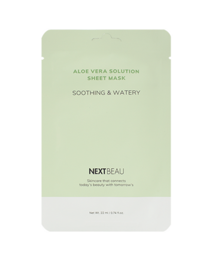 NEXTBEAU Маска тканевая с экстрактом алоэ успокаивающая - aloe vera solution soothing&watery, 22мл