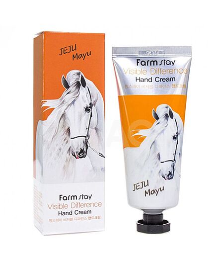 FarmStay Крем для рук с лошадиным маслом - Visible difference hand cream jeju mayu, 100г