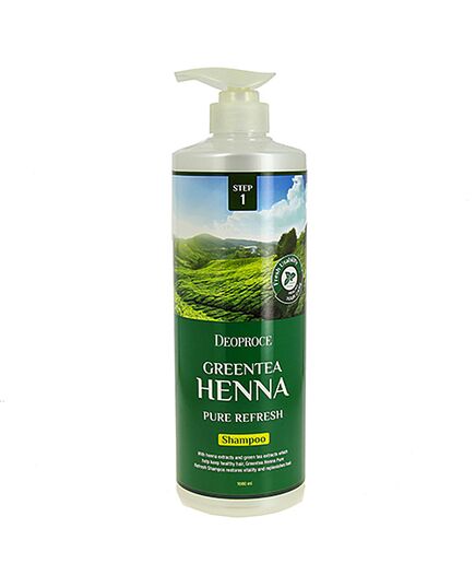 Deoproce Шампунь для волос с зеленым чаем и хной - Green tea henna pure refresh shampoo, 1000мл