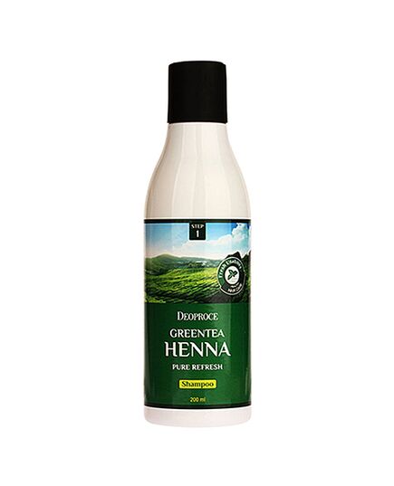 Deoproce Шампунь для волос с зеленым чаем и хной - Greentea henna pure refresh shampoo, 200мл