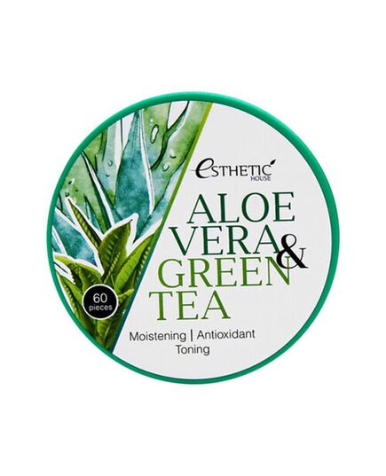 Esthetic House Патчи гидрогелевые алоэ и зеленый чай - Aloe vera&green tea hydrogel eye patch, 60шт