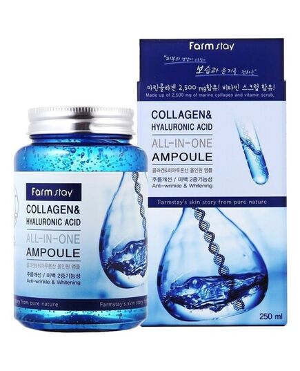 FarmStay Cыворотка с гиалуроновой кислотой и коллагеном - All-in-one collagen & hyaluronic, 250мл